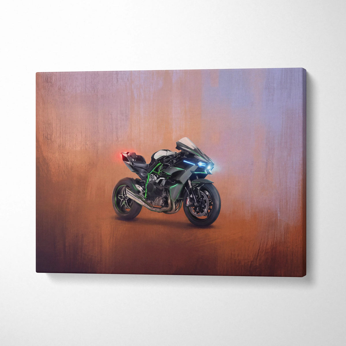 Kawasaki Ninja H2 Inspired Supersport Wall Art, Supercharged Canvas and Garage Decor