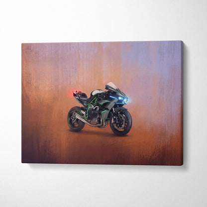 Kawasaki Ninja H2 Inspired Supersport Wall Art, Supercharged Canvas and Garage Decor