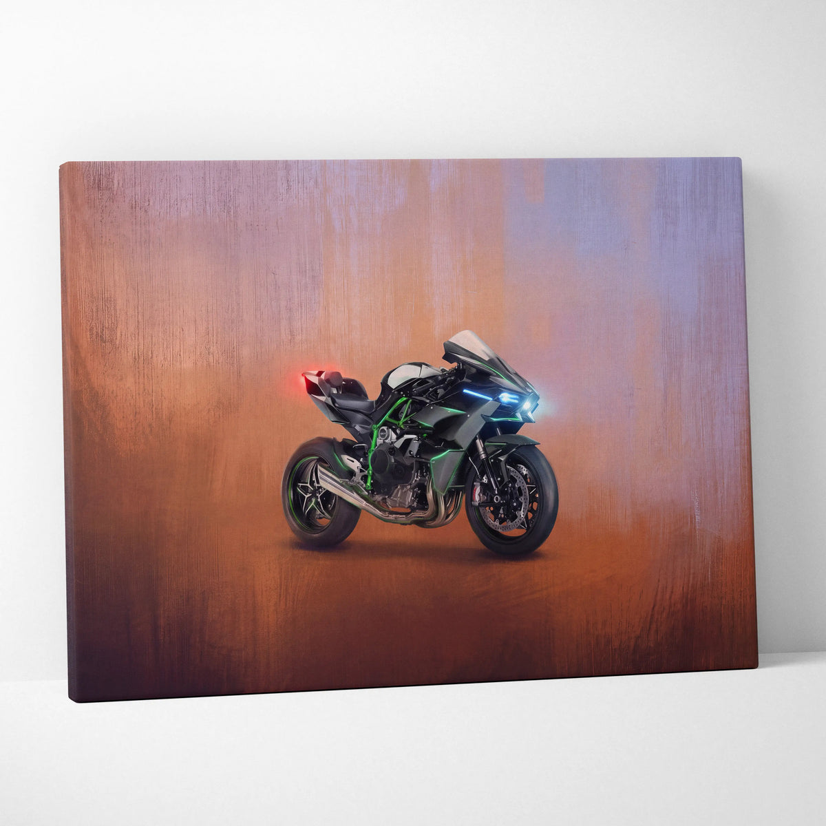 Kawasaki Ninja H2 Inspired Supersport Wall Art, Supercharged Canvas and Garage Decor