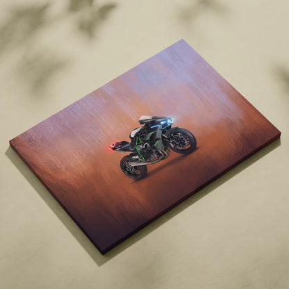 Kawasaki Ninja H2 Inspired Supersport Wall Art, Supercharged Canvas and Garage Decor