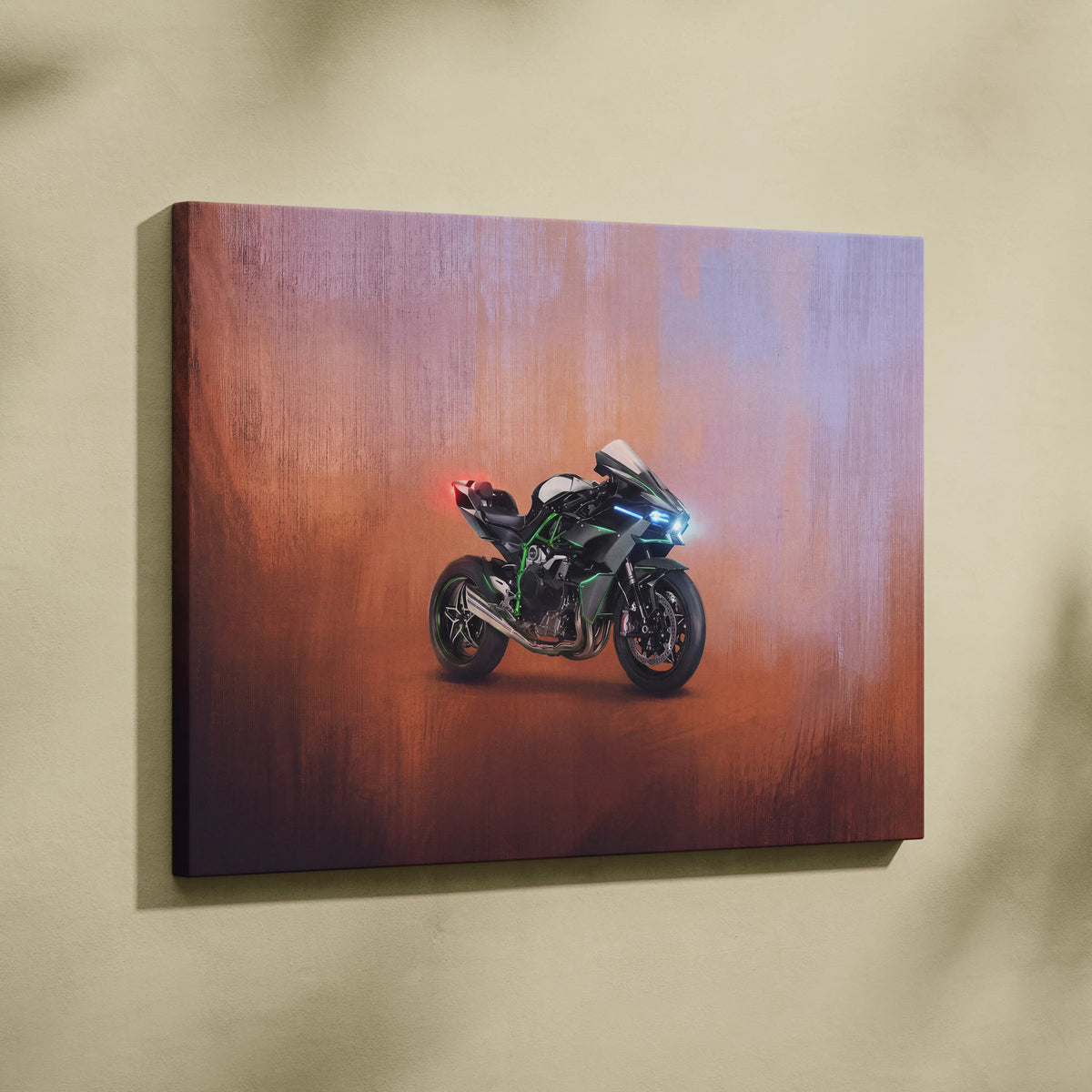 Kawasaki Ninja H2 Inspired Supersport Wall Art, Supercharged Canvas and Garage Decor