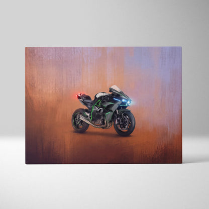Kawasaki Ninja H2 Inspired Supersport Wall Art, Supercharged Canvas and Garage Decor