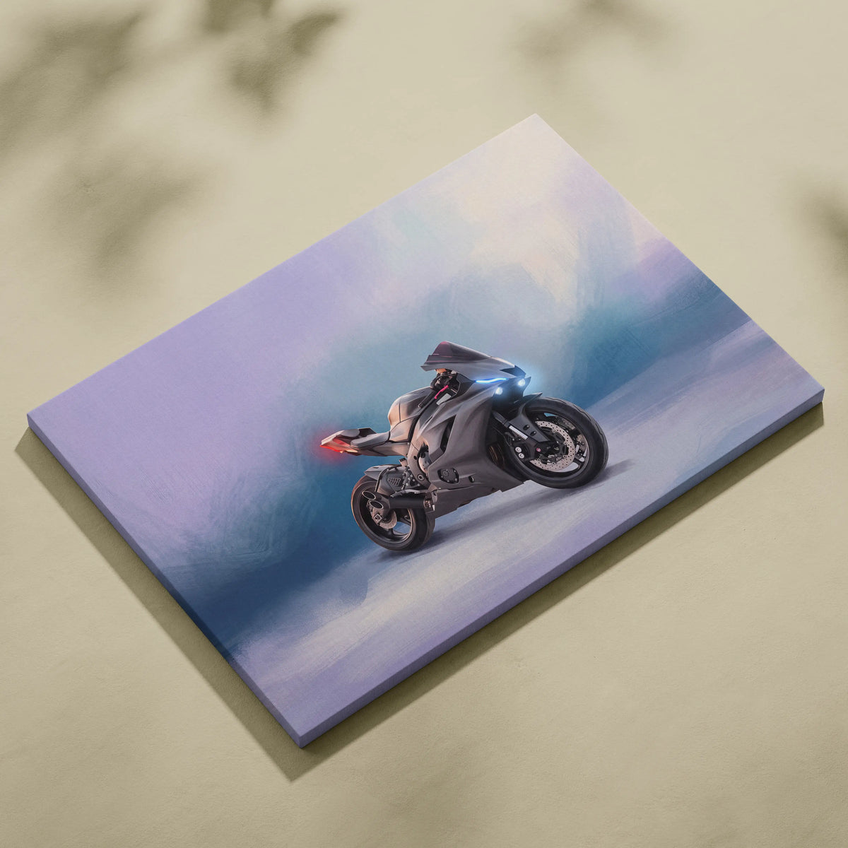 Gray futuristic motorcycle illustration on stretched canvas yamaha yzf-r6 inspired supersport wall art gift