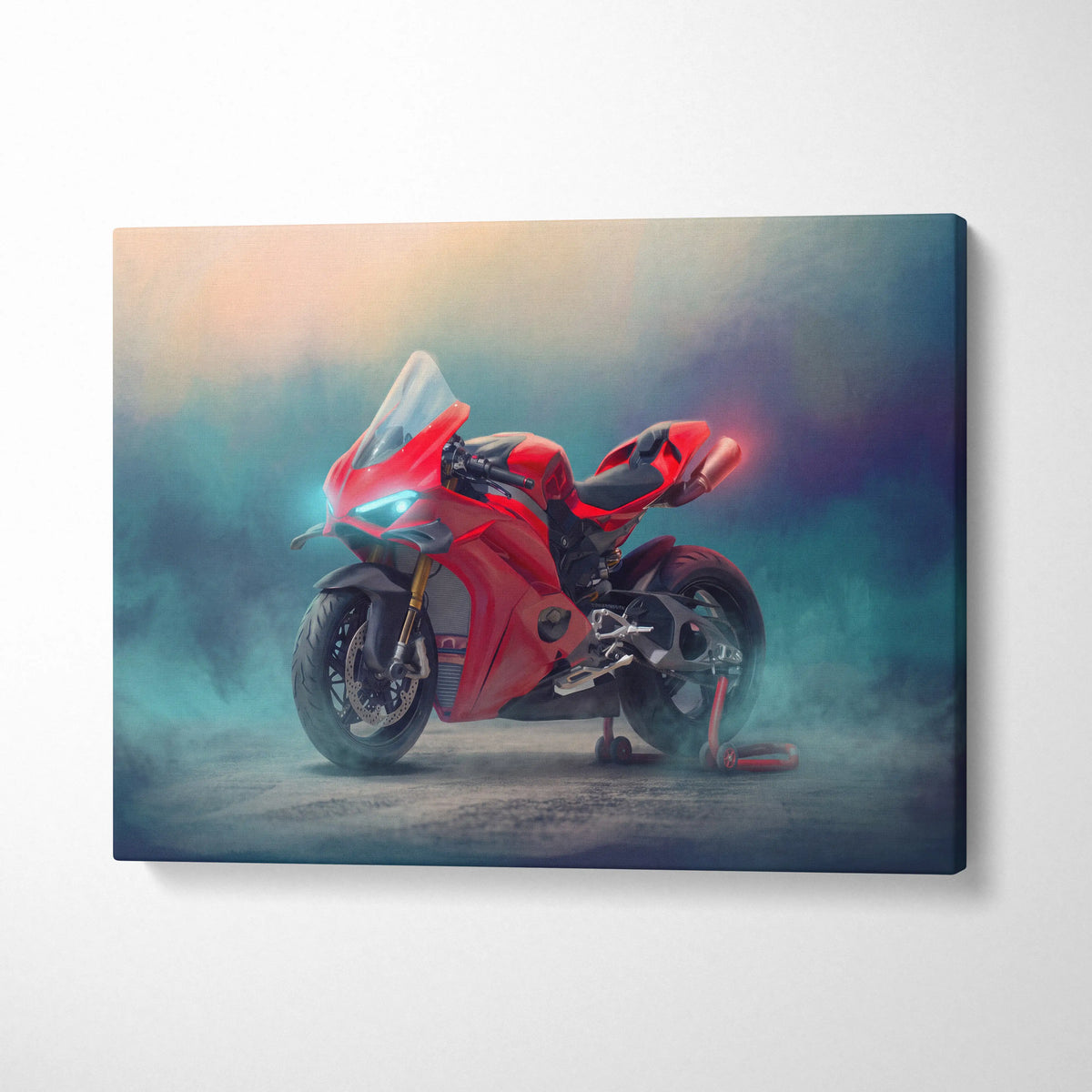 Ducati Panigale V4S Inspired Motorcycle Wall Art, Italian Superbike Print and Track Day Gift