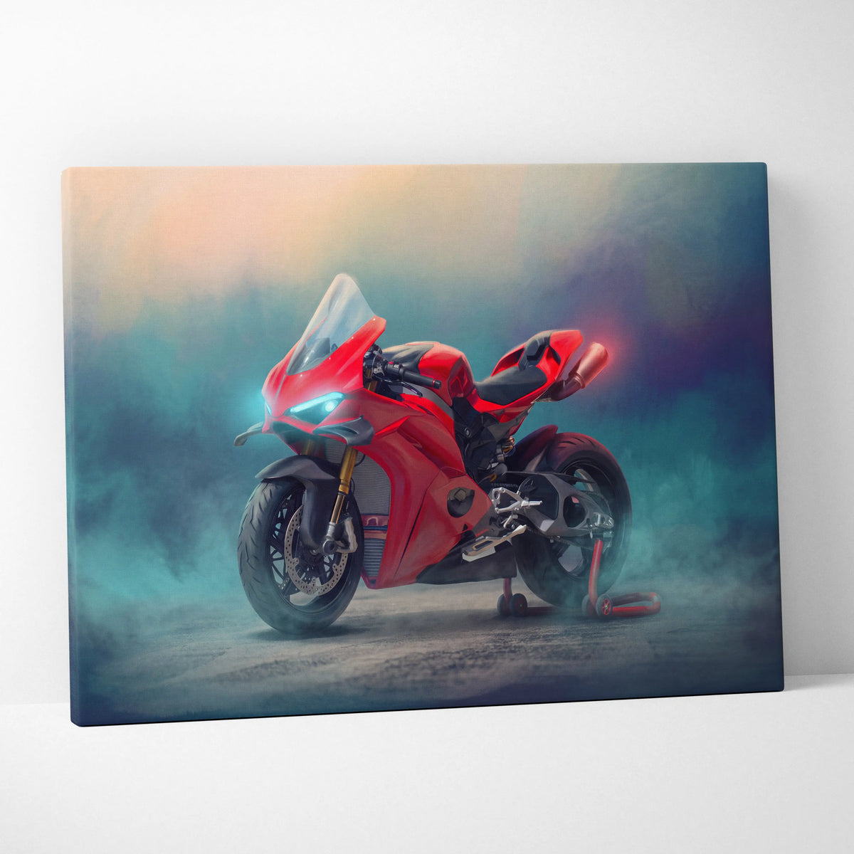 Ducati Panigale V4S Inspired Motorcycle Wall Art, Italian Superbike Print and Track Day Gift
