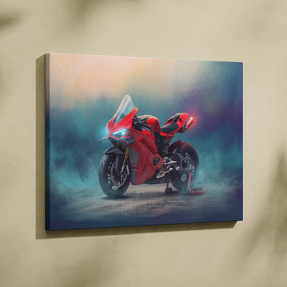 Ducati Panigale V4S Inspired Motorcycle Wall Art, Italian Superbike Print and Track Day Gift