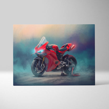 Ducati Panigale V4S Inspired Motorcycle Wall Art, Italian Superbike Print and Track Day Gift
