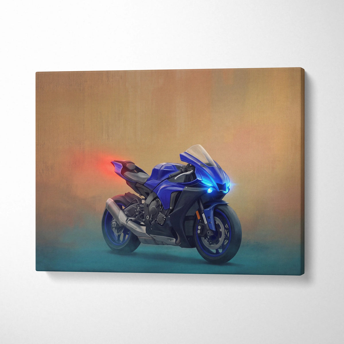 Yamaha R1 Inspired Sport Bike Wall Art, Superbike Poster and Rider Gift