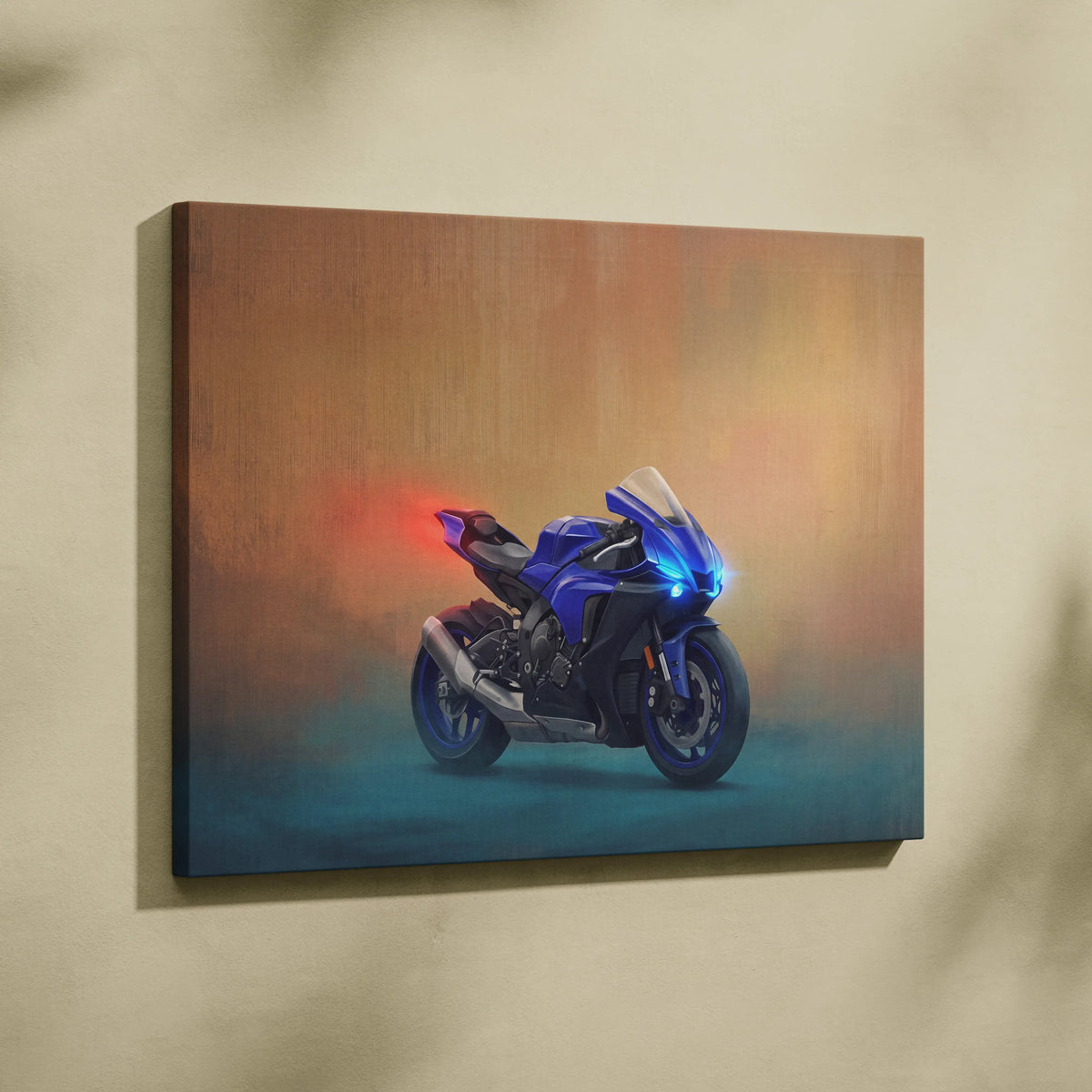 Yamaha R1 Inspired Sport Bike Wall Art, Superbike Poster and Rider Gift
