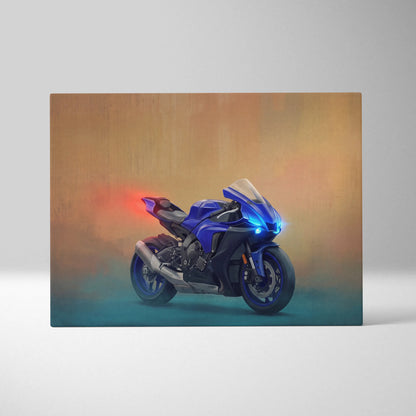 Yamaha R1 Inspired Sport Bike Wall Art, Superbike Poster and Rider Gift