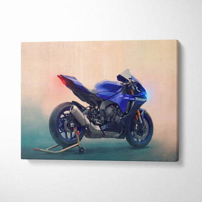 Yamaha YZF-R1 Inspired Motorcycle Wall Art, Track Weapon Canvas and Cool Bike Decor