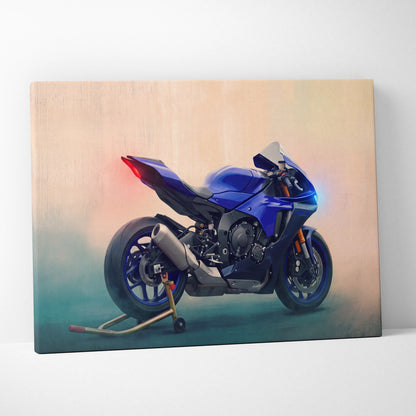 Yamaha YZF-R1 Inspired Motorcycle Wall Art, Track Weapon Canvas and Cool Bike Decor