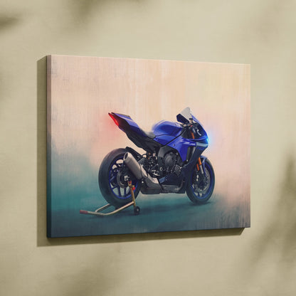 Yamaha YZF-R1 Inspired Motorcycle Wall Art, Track Weapon Canvas and Cool Bike Decor