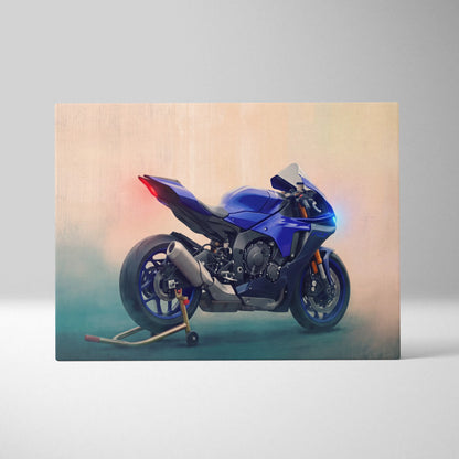 Yamaha YZF-R1 Inspired Motorcycle Wall Art, Track Weapon Canvas and Cool Bike Decor