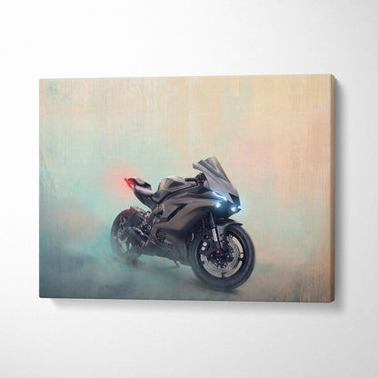Yamaha R6 Inspired Canvas Art, Racing Print and Cool Bike Decor for Living Room