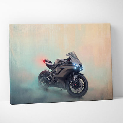 Yamaha R6 Inspired Canvas Art, Racing Print and Cool Bike Decor for Living Room