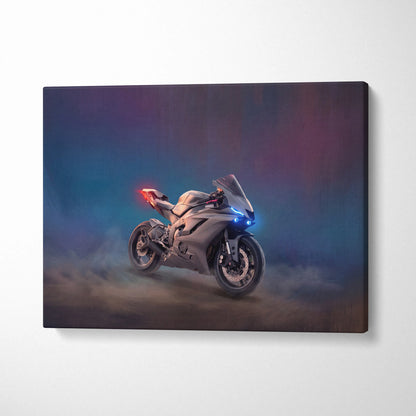 Yamaha R6 Inspired Motorcycle Wall Art, Modern Racing Poster for Garage Decor