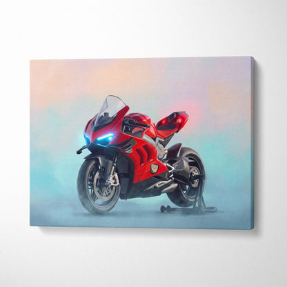 Ducati Superleggera V4 Inspired Canvas Art, Carbon Supersport Wall Art & Superbike Print