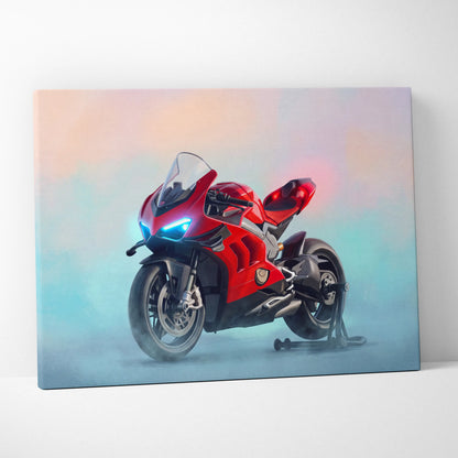 Ducati Superleggera V4 Inspired Canvas Art, Carbon Supersport Wall Art & Superbike Print