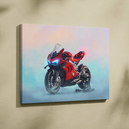 Ducati Superleggera V4 Inspired Canvas Art, Carbon Supersport Wall Art & Superbike Print