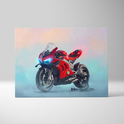 Ducati Superleggera V4 Inspired Canvas Art, Carbon Supersport Wall Art & Superbike Print