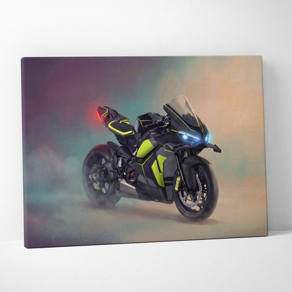 Ducati Panigale V4 Lamborghini Inspired Sport Bike Wall Art, Track Racing Canvas Art & Garage Decor
