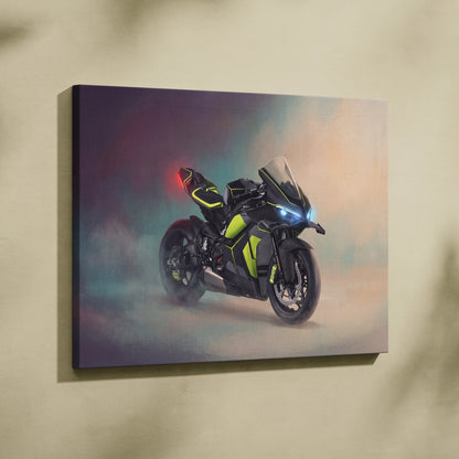 Ducati Panigale V4 Lamborghini Inspired Sport Bike Wall Art, Track Racing Canvas Art & Garage Decor
