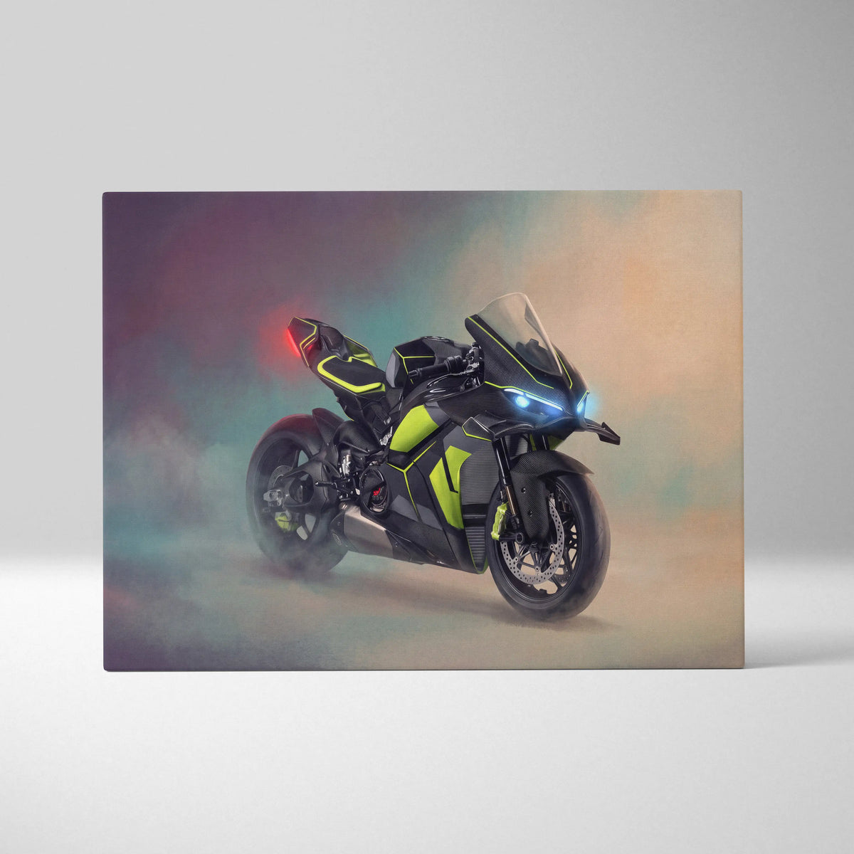 Ducati Panigale V4 Lamborghini Inspired Sport Bike Wall Art, Track Racing Canvas Art & Garage Decor