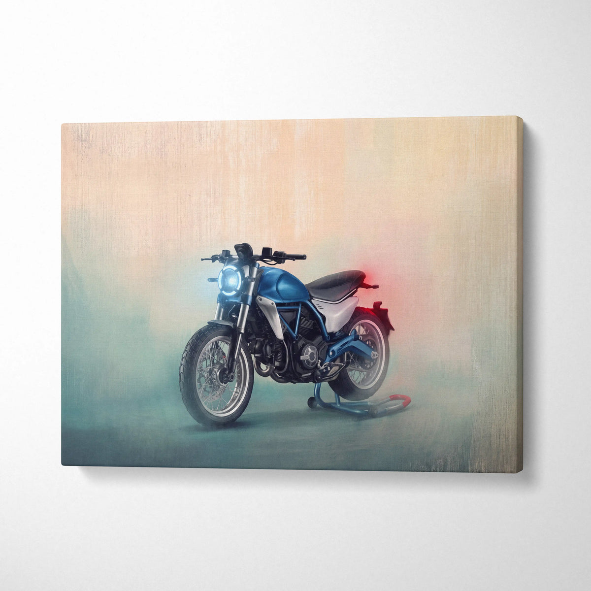 Ducati Monster Inspired Naked Motorcycle Wall Art, Cafe Racer Canvas Print & Street Roadster Decor