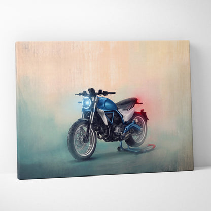Ducati Monster Inspired Naked Motorcycle Wall Art, Cafe Racer Canvas Print & Street Roadster Decor