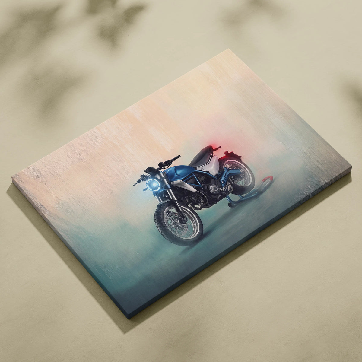 Ducati Monster Inspired Naked Motorcycle Wall Art, Cafe Racer Canvas Print & Street Roadster Decor