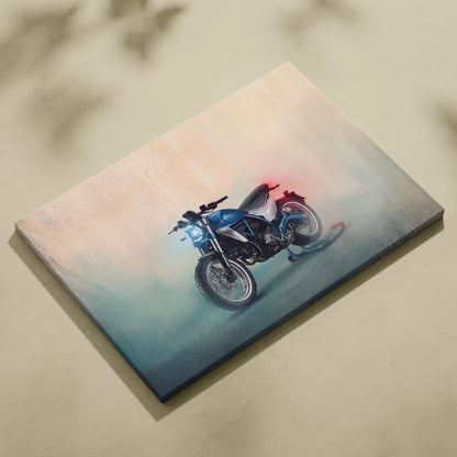Ducati Monster Inspired Naked Motorcycle Wall Art, Cafe Racer Canvas Print & Street Roadster Decor