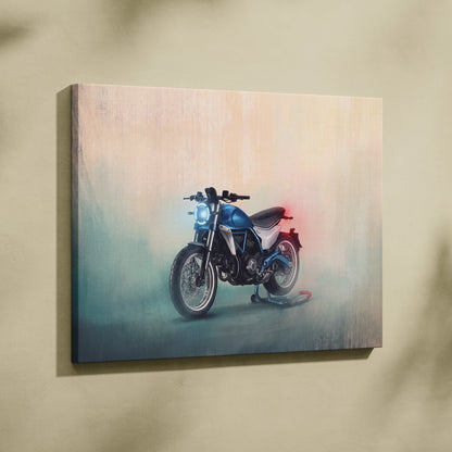 Ducati Monster Inspired Naked Motorcycle Wall Art, Cafe Racer Canvas Print & Street Roadster Decor