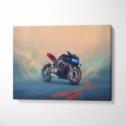 Ducati Panigale V4SP Inspired Sport Bike Wall Art, Supersport Canvas Print & Garage Decor