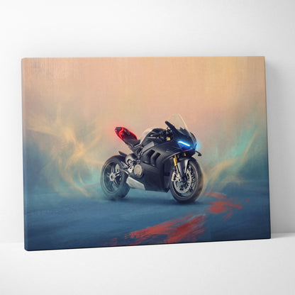 Ducati Panigale V4SP Inspired Sport Bike Wall Art, Supersport Canvas Print & Garage Decor