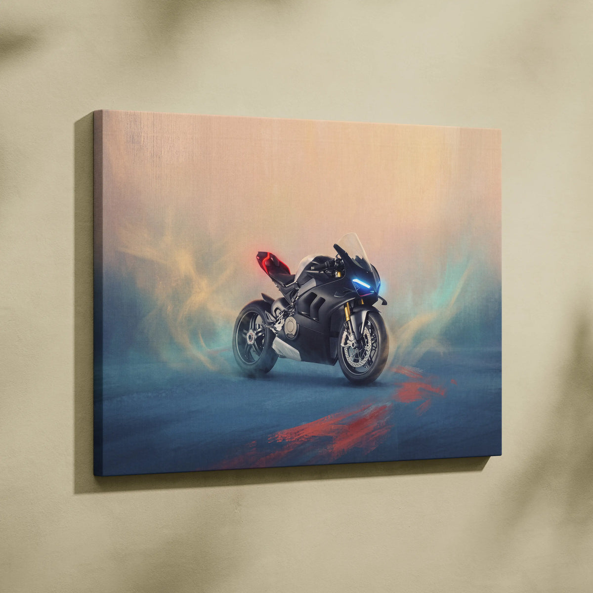 Ducati Panigale V4SP Inspired Sport Bike Wall Art, Supersport Canvas Print & Garage Decor
