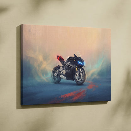 Ducati Panigale V4SP Inspired Sport Bike Wall Art, Supersport Canvas Print & Garage Decor