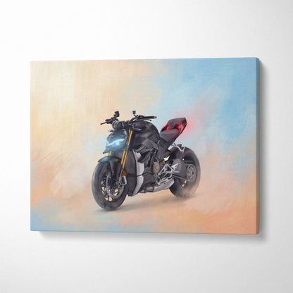 Ducati Streetfighter V4 Inspired Motorcycle Wall Art, Naked Bike Canvas & Garage Print