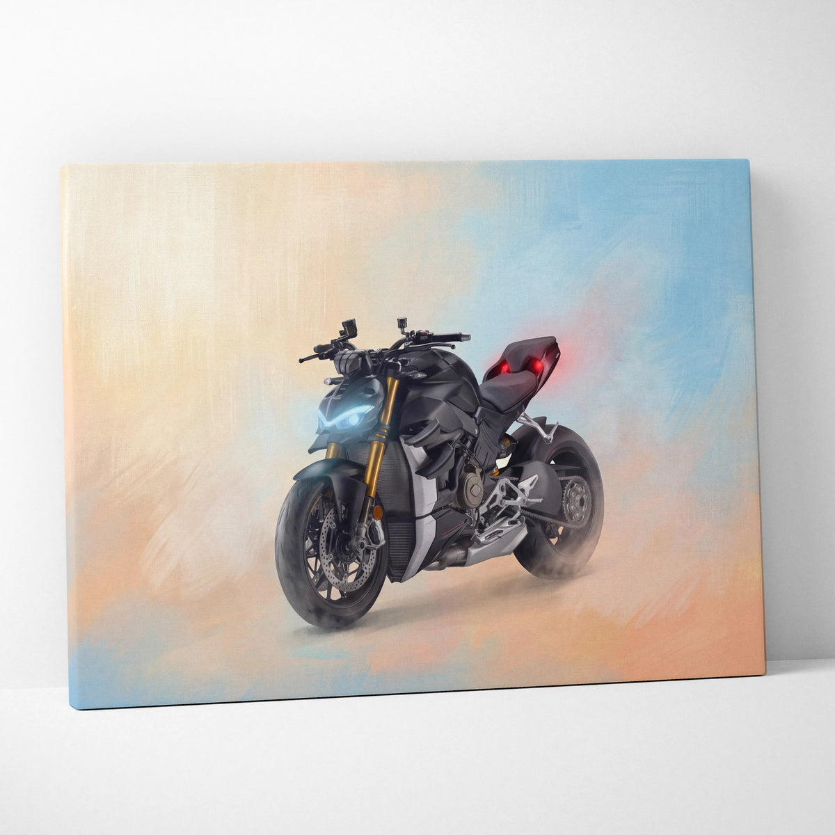 Ducati Streetfighter V4 Inspired Motorcycle Wall Art, Naked Bike Canvas & Garage Print