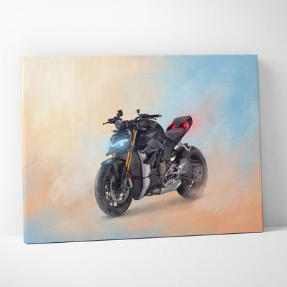 Ducati Streetfighter V4 Inspired Motorcycle Wall Art, Naked Bike Canvas & Garage Print