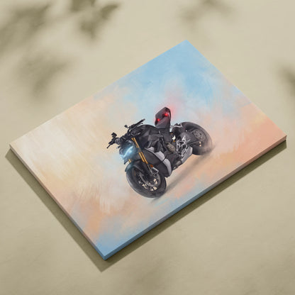 Ducati Streetfighter V4 Inspired Motorcycle Wall Art, Naked Bike Canvas & Garage Print