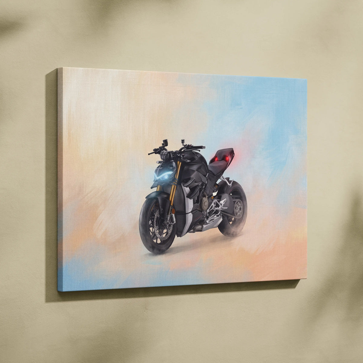 Ducati Streetfighter V4 Inspired Motorcycle Wall Art, Naked Bike Canvas & Garage Print