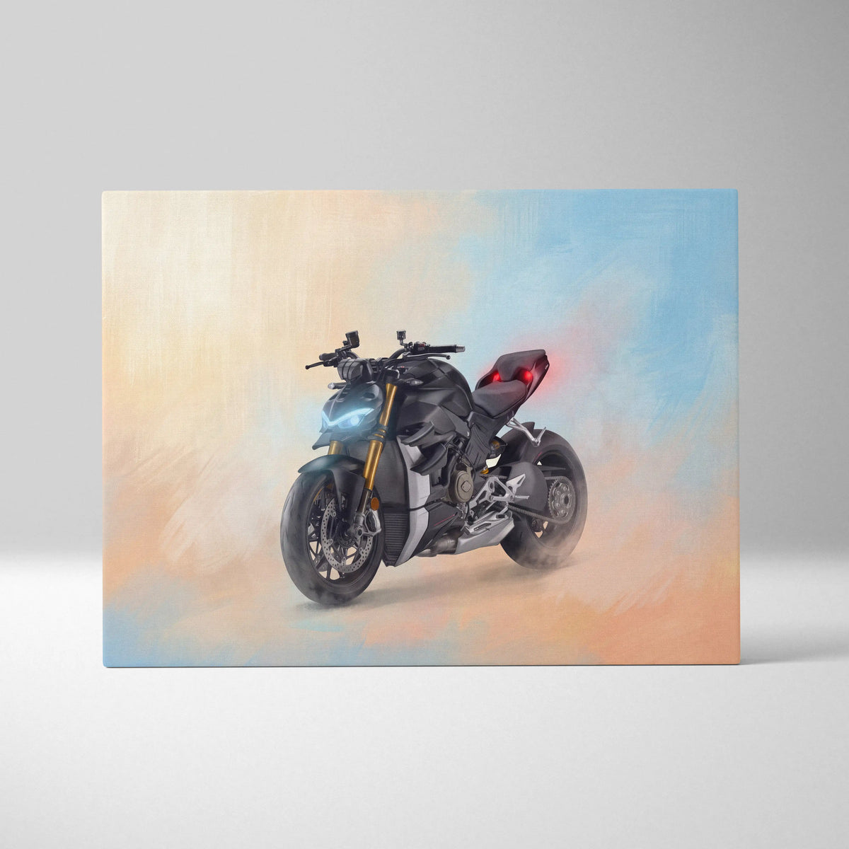 Ducati Streetfighter V4 Inspired Motorcycle Wall Art, Naked Bike Canvas & Garage Print
