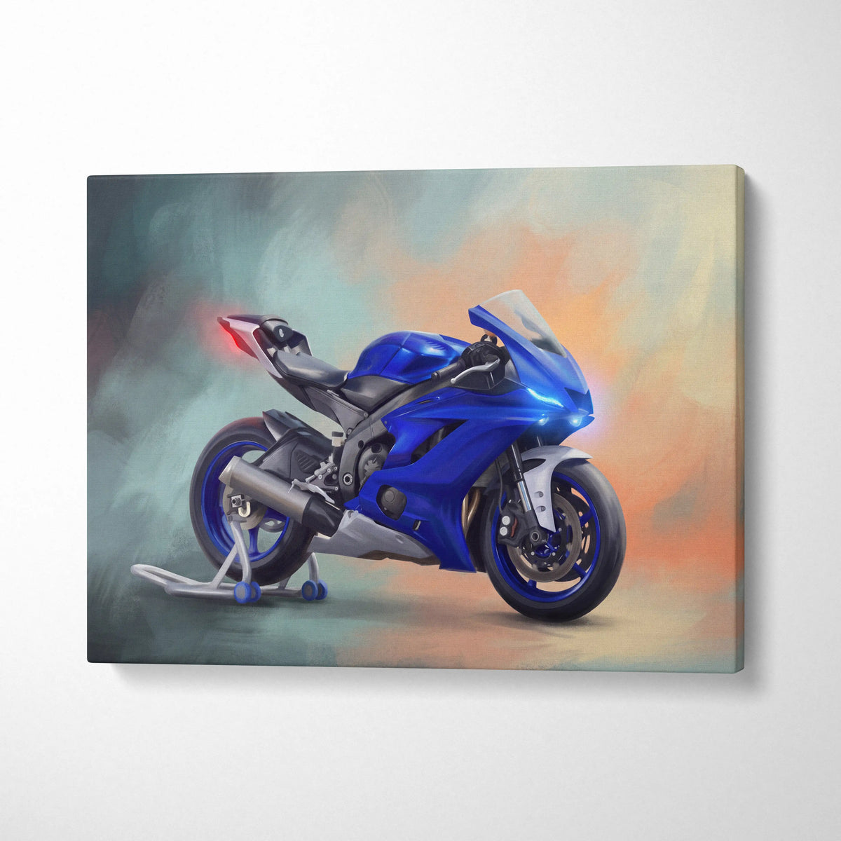 Yamaha YZF-R6 Inspired Canvas Art, Stealth Sport Bike Wall Art & Track Superbike Print
