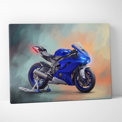 Yamaha YZF-R6 Inspired Canvas Art, Stealth Sport Bike Wall Art & Track Superbike Print