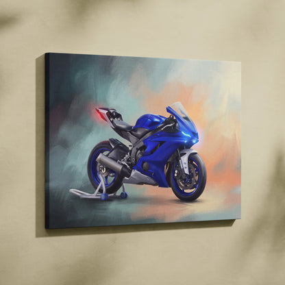 Yamaha YZF-R6 Inspired Canvas Art, Stealth Sport Bike Wall Art & Track Superbike Print