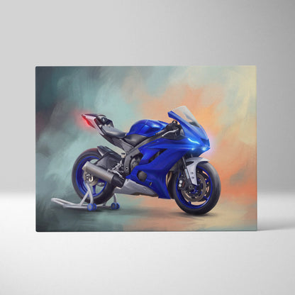 Yamaha YZF-R6 Inspired Canvas Art, Stealth Sport Bike Wall Art & Track Superbike Print