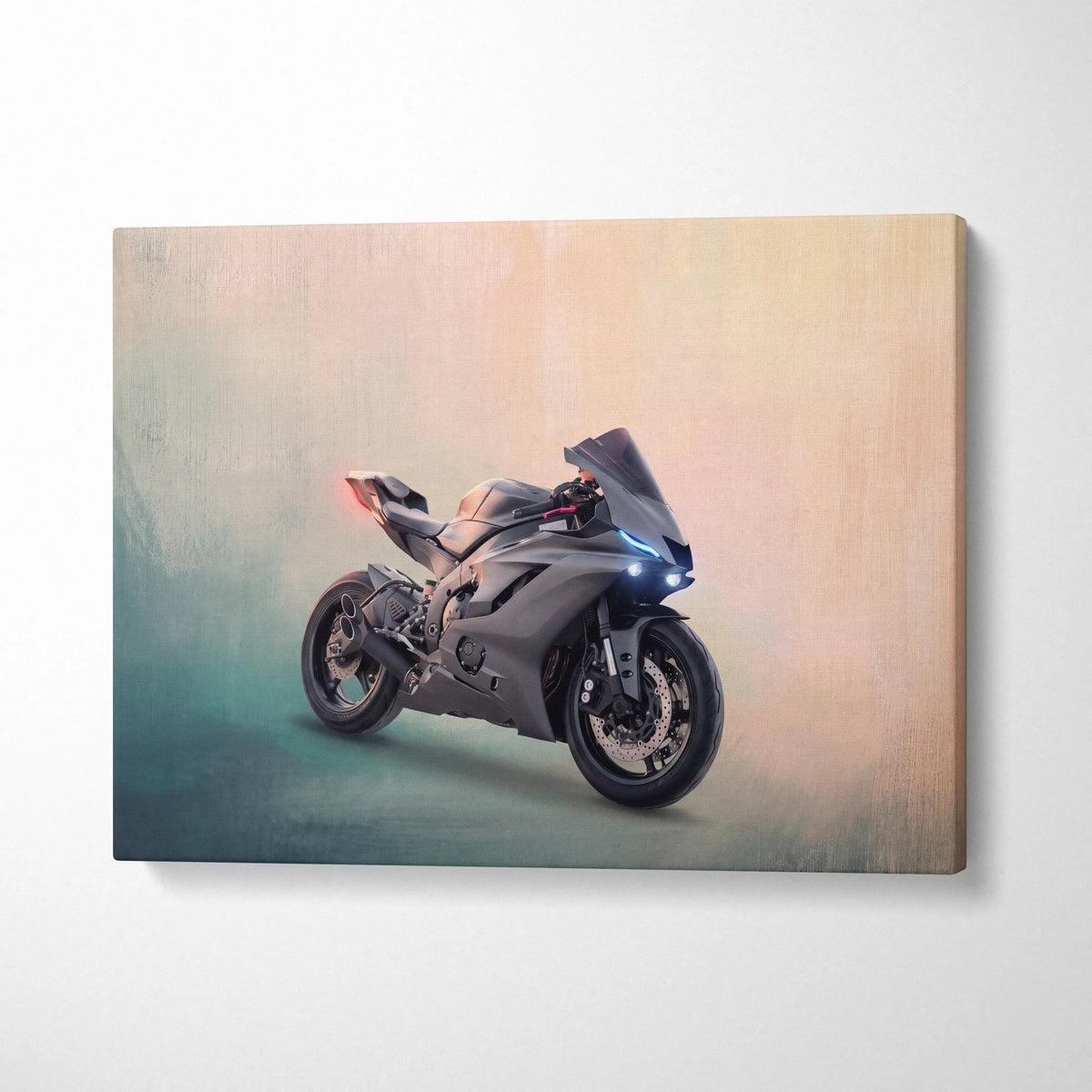 Yamaha R6 Inspired Sport Bike Wall Art, Track Racing Canvas Art & Garage Poster Print
