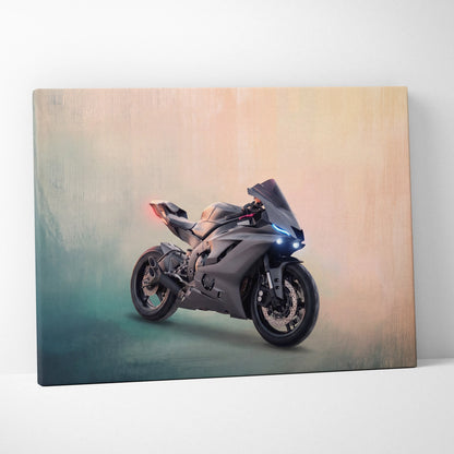 Yamaha R6 Inspired Sport Bike Wall Art, Track Racing Canvas Art & Garage Poster Print