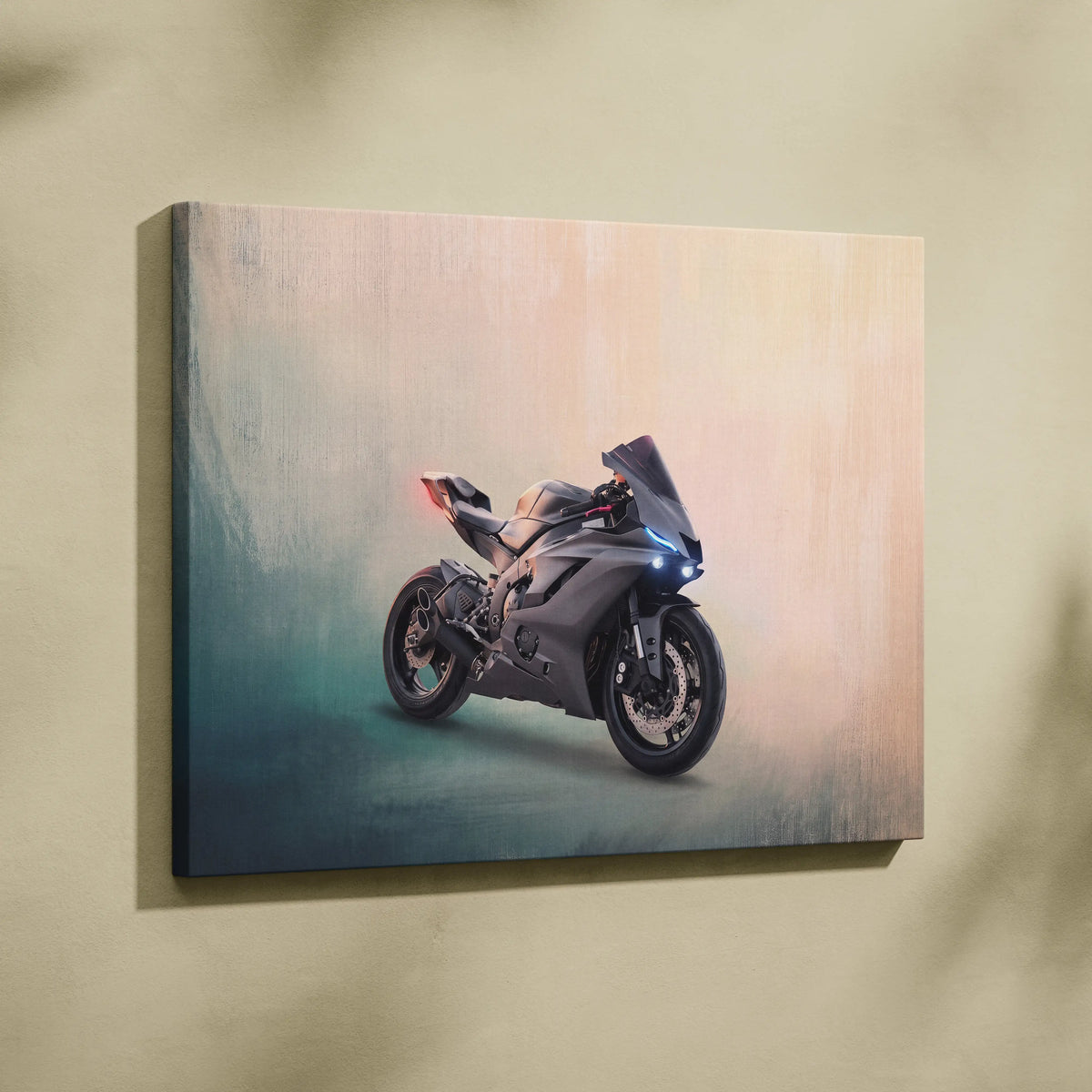 Yamaha R6 Inspired Sport Bike Wall Art, Track Racing Canvas Art & Garage Poster Print